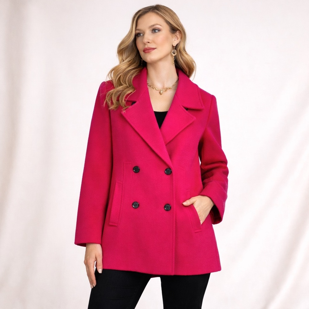 Vintage Peabody House Womens Wool Peacoat Size 11/12 Pink Double Breasted Coat